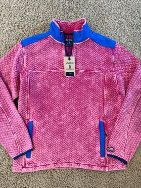 chubbies Pink Fleece Half-Zip with Blue Accents
